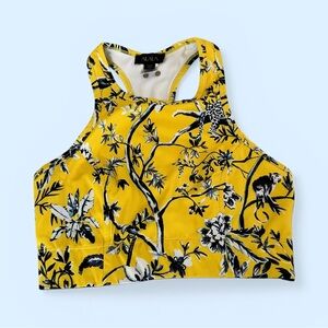 A.L.C. Yellow and Black Floral Crop Top